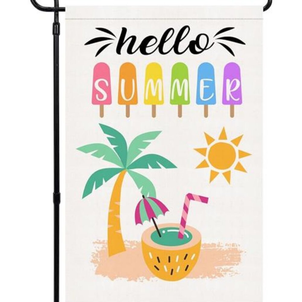 Summer Garden Flag Beach Cottage Decor Sun Decoration Outdoor Yard Sign Gift 18"
